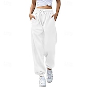 economico pantaloni cargo da donna-Per donna Pantaloni Cargo Pantaloni Eleganti Streetwear Casual Lunghezza intera Naturale Semplice Tasca Design con Coulisse Elastica Comodo All&#039;aperto Streetwear Ferie Grigio scuro Aalbicocca Marrone