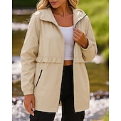 preiswerte Wasserdichte Jacken-Damen Wanderjacke Regenmantel Trench Coat Außen Wasserdicht Winddicht Leicht Wanderoutfits Wanderbekleidung Winter Herbst Oberteil Camping / Wandern / Höhlenforschung Laufen Weiß Dunkelgrün Grün