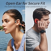 baratos Auscultadores TWS True Wireless-Fones de ouvido de condução óssea com 16 horas de reprodução, fones de ouvido sem fio com faixa de cabeça aberta, fones de ouvido esportivos à prova d&#039;água ipx6 com microfone para corrida e ciclismo