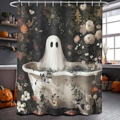 levne Halloween koupel-Halloweenský sprchový závěs s háčky, polyesterový, pratelný, voděodolný, vzorovaný, koupelnová vana, dekorace