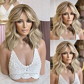 baratos Perucas de seda frontais de cabelo natural-Cabelo virgem não processado Fechamento 5x5 13x4 Lace Front Peruca Bob curto Cabelo Brasileiro Ondulado Loiro Peruca 130% 150% Densidade do Cabelo com o cabelo do bebê Cabelo com Luzes / Reflexos