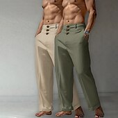abordables Classique-Homme Pantalons en Lin Pantalons Pantalon d&#039;été Pantalons Amples Pantalons de Plage Poche Avant Jambe Droite Uni Confort Respirant Longueur complète Occasionnel Quotidien Fête Vacances Mode Blanc