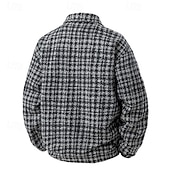 男性用 軽量ジャケット カジュアルジャケット バケーション 日常 保温 ポケット 秋 冬 チェック ファッション クラシック ラペル レギュラー ブラック カーキ色 グレー ジャケット お買い得  カジュアルジャケット-男性用 軽量ジャケット カジュアルジャケット バケーション 日常 保温 ポケット 秋 冬 チェック ファッション クラシック ラペル レギュラー ブラック カーキ色 グレー ジャケット