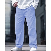 お買い得  クラシック-男性用 リネンパンツ ズボン サマーパンツ ビーチパンツ ポケット 弾性ウエスト ドローストリング 平織り 履き心地よい 高通気性 バケーション 日常 祝日 ハワイアン ボヘミアン ブラック ホワイト