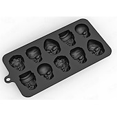 preiswerte Halloween Küche-2er-Pack Halloween-Silikonformen, Totenkopf-Schokoladenform, Silikon-Pralinenform, 10 Mulden für selbstgemachte Süßigkeiten, Gelee, Eiswürfel, Fondant und Kuchendekoration