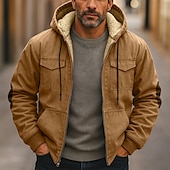 baratos camisolas de lã-Homens Moletom Full Zip Hoodie Moletom de lã Moletom Tático Verde Tropa Cáqui Cinzento Com Capuz Colarinho polo Tecido Bolso frontal Desportos e Ar livre Casual Diário Roupa de rua Legal Designer