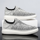 cheap Slip-On Casual Shoes-Men's Slip-On Knit Walking Sneakers – Lightweight Breathable Casual Shoes for Travel, Gym &amp; Daily Wear