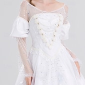 olcso Női jelmezek-Alice in Wonderland Tündérmese Mirana fehér királynő Ruhák Báli ruha Tüll ruhák Mesekönyv karakterek Filmsztár jelmez for Női Felnőttek Mindszentek napja Farsang A könyv világnapja Teljesítmény