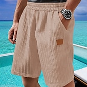 お買い得  カジュアルショートパンツ-男性用 ショーツ サマーショーツ カジュアルショーツ ポケット 弾性ウエスト ジャカード 平織り 履き心地よい 高通気性 ショート アウトドア バケーション スポーツ カジュアル ブラック ホワイト