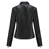voordelige Imitatieleren jassen-Dames Jas van imitatieleer Comfortabel Zak Volledige ritssluiting Modieus Street Style Effen Buiten Casual / Dagelijks Normaal Opstaand Normale pasvorm Lange mouw bovenkleding Zwart Rood Kameel Lente