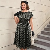 preiswerte Kleider-Retro Vintage 1950er Rockabilly Cocktailkleid A-Linien-Kleid Ausgestelltes Kleid Übergröße Blumen A-Linie Rundhals Damen Urlaub Party &amp; Abend Retro-Mottoparty Erwachsene Kleid Frühling &amp; Sommer