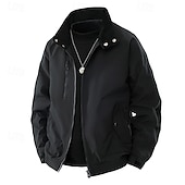 cheap Casual Jackets-Men&#039;s Lightweight Jacket Cargo Jacket Casual Jacket Vacation Daily Windproof Windbreaker Pocket Fall Winter Plain Fashion Classic Stand Collar Regular Black White Purple Green Jacket