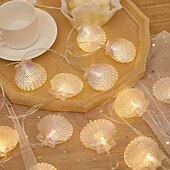 abordables Tiras de Luces LED-Guirnalda de luces de concha marina de 1,5/3 m, 10/20 LED a batería, con forma de estrella de mar, ideal para bodas, fiestas, Navidad, hogar, vacaciones, decoración de ventanas.