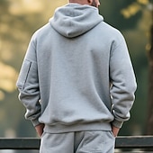 abordables sudaderas basicas hombre-Hombre Sudadera Sudadera con capucha y cremallera de un cuarto Sudadera con capucha de lana Negro Blanco Azul Marino Caqui Gris Claro Con Capucha Plano Bolsillo Cremallera de un cuarto Deporte Diario