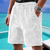 voordelige Casual korte broek-Voor heren Wafel korte broek Korte broek Zomer korte broeken Casual korte broek Zak Elastische taille Trekkoord Effen Comfort Ademend Korte Buiten Vakantie Sport Casual Zwart Wit