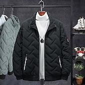 levne Fleece a 3 v 1 bundy-Pánské Puffer Jacket Zimní bunda Zima Venkovní Zahřívací Vrchní část oděvu Černá Zelená Šedá