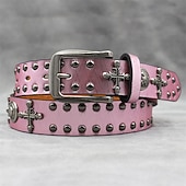 Недорогие Мужские ремни-Муж. ремень Автоматическая пряжка Быстрый выпуск Кожа PU Сплав Винтаж Прочный Регулируется Крест Черепа Синий Серебряный на открытом воздухе Повседневные Пояс на талию