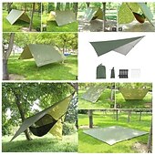 baratos Equipamento de Camping-lona de rede de acampamento impermeável e versátil - 114x114 guarda-sol com sobrecapa de chuva &amp;abrigo para mochileiros com cabos de sustentação &amp;estacas - perfeitas para aventuras ao ar livre
