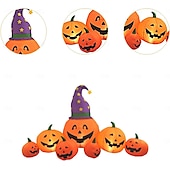 お買い得  ハロウィンの屋外-1個 2.45m 魔女帽子付き 光るカボチャ7個インフレータブルモデル ハロウィン 屋内・屋外パーティー装飾 雰囲気ライト 米国/オーストラリア/英国/EUプラグ