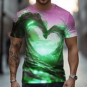 abordables Camisetas 3D-Hombre de impresión en 3D 3D Camiseta Manga Corta Camiseta Impresión 3D Cuello Barco Camisa Exagerado Design Fiesta Calle Casual Amarillo Rosa Morado Verano Primavera Todas las Temporadas Ropa S M L
