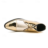 cheap Dress Boots-Men&#039;s Shiny Gold Lace-Up Ankle Boots – Fashion Statement Dress Boots for Stage Shows, Prom Nights &amp; Festivals