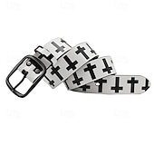 cheap Men&#039;s Belt-Men&#039;s Belt Waist Belt Black White Dermis Alloy Durable Adjustable Cross Outdoor Daily