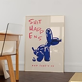 cheap Down to $30-1pc Unframed Contemporary Canvas Poster Inspirational Blue &amp; Red Typography Painting Balloon Dog Prints Canvas Wall Art Artwork Wall Painting For Birthday Gift Bedroom Office Living Room