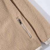 economico Felpa con cappuccio in pile-Per uomo Felpa con cappuccio Felpa con cappuccio a zip intera Felpa con cappuccio e zip corta Felpa con cappuccio in pile Nero Blu marino Beige Grigio Con Cappuccio Semplice Patchwork Cerniera Tasca