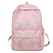 preiswerte College-Rucksäcke-Ästhetischer Canvas-Rucksack für Damen mit Bambus-Print – leichte Schultasche für Teenager und Studentinnen