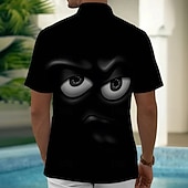  Homens Desenho Animado Engraçado Rosto sorridente Camisa Social camisa de verão camisa de botão Manga Curta Moda Casual Ao ar livre Férias Dia a Dia Verão Primavera Aberto para a Lateral Impressão 3D
