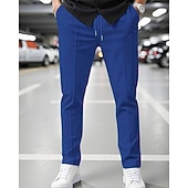 preiswerte Gerade Bein-Herren Jogginghose Hose Faltenhose Waffelhose Tasche Elastischer Bund Kordelzug Einfach Komfort Sport im Freien Täglich Mode Lässig Schwarz Weiß Mikroelastisch