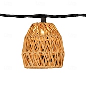 economico Strisce LED-Lanterna in rattan intrecciata a mano con 10 lampadine a LED, luci decorative con spina per interni ed esterni, balcone, patio, giardino, matrimonio, camera da letto