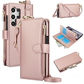 cheap Samsung Cases-Phone Case For Samsung Galaxy S25 S25 Plus S25 Ultra S23 Ultra Plus S23 Ultra S23 Plus A73 A53 A13 5G Wallet Case Zipper with Lanyard Card Slot Retro TPU PU Leather
