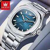 abordables Montres à quartz-OLEVS Femmes Hommes Montre à quartz Luxe Grand cadran Mode Affaires Lumineux Calendrier IMPERMÉABLE Bracelet en acier inoxydable Suivre