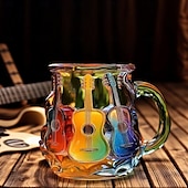 preiswerte Becher &amp; Tassen-bemalte Buchtasse 300ml/10oz Gitarren-Kaffeetasse Buch-Kaffeetasse einzigartige bunte Glasbücher Stapel-Kaffeetasse Sammlung Geschenk