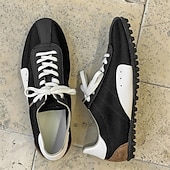 billiga Herrsneakers-Herr retro gula och bruna sneakers med ventilerande ovandel och halkfri sula, sportinspirerade vardagsskor för pendling, resor och vardagsbruk