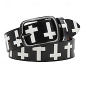 cheap Men&#039;s Belt-Men&#039;s Belt Waist Belt Black White Dermis Alloy Durable Adjustable Cross Outdoor Daily