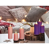 preiswerte Kerzenlicht-3/4/6/9 Stück Halloween Weihnachten zylindrisches Laden elektronisches Kerzenlicht Fernbedienung Timing Innen- und Außenbereich Hof Hochzeit Party Atmosphäre Dekoration hellviolett rosa