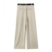 economico gamba larga e vita alta-Per donna Gamba larga Chinos Casual Lunghezza intera Naturale Semplice Gamba larga Comodo Traspirabilità Casual Quotidiano Vinaccia Nero 1 # Nero Verde militare Primavera Autunno Vestibilità comoda
