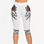 ieftine -Pentru femei Pantaloni Scurți Jambiere Casual Îmbrăcăminte Atletică Lungimea genunchiului Talie Înaltă Floare Talie elastică Imprimeu Respirabilitate Strech Vacanță Stradă Purtare Zilnică Alb Vară