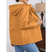 billiga Trenchcoats-Dam Trenchcoat Hoodiejacka Bekväm Andningsfunktion Dragkedja Ficka Ledigt Slät Semester Gata Dagliga kläder Utekväll Dragkedja Normal Luvtröja Normal Långärmad Ytterkläder Svart Gul Vin Vår Höst