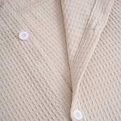 economico camicia da uomo con bottoni-Per uomo Camicia Camicia a nido d&#039;ape Camicia Estiva Camicia casual Camicia con Bottoni Camicie sbottonate Nero Bianco Kaki Azzurro Manica Lunga Semplice Testurizzato Colletto Bavero Vacanza Casuale