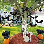 abordables Halloween-Ensemble de décorations d&#039;Halloween 7 pièces - Chauves-souris effrayantes &amp;Araignées géantes aux yeux brillants : parfaites pour une fête ou un jardin ! Cadeau de Noël, d&#039;Halloween ou de Thanksgiving.