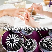 رخيصةأون إلى $30-مجموعة أقلام ختم فن الأظافر، مجموعة أقلام فن الأظافر، أدوات نقش فن الأظافر بتصميم بسيط، سهلة الاستخدام، قلم ختم الأظافر أدوات فن الأظافر DIY للفتيات والنساء