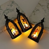 abordables luces de halloween-Vela electrónica LED de Halloween, linterna retro, decoración de ambiente, suministros para fiestas navideñas, diseño de escena, accesorios