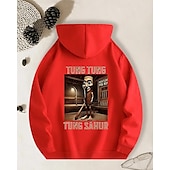 billiga Pojkens 3D Sporter &amp; Spel-Pojkars avslappnad långärmad huvtröja med tung tung tung sahur-tryck vår höst mode streetwear barn 4-12 år huva utomhus daglig normal passform
