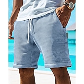 economico Pantaloncini casual-Per uomo Pantaloncini Waffle Shorts Pantaloncini Estivi Pantaloncini casual Tasca Elastico in vita Coulisse Semplice Comodità Traspirante Corto All&#039;aperto Vacanza Canotta sportiva Casual Nero Bianco