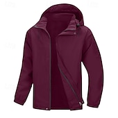 preiswerte Sportjacke-Herren Outdoorjacke Freizeitjacke Urlaub Täglich Wasserdicht Winddicht Tasche Herbst Winter Einfach Mode Klassisch Mit Kapuze Regulär Hellgrün Wein Marineblau Blau Khaki Jacken