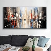 economico Quadri paesaggistici-dipinto a olio di città fatto a mano, dipinto a olio dipinto a mano, arte murale, dipinto a olio dipinto a mano, maestoso dipinto a olio di Bridger su tela, tela arrotolata originale senza cornice non