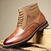 economico Stivaletti alla caviglia-Per uomo Stivali Camminata Vintage Casual Britannico Pelle PU Camoscio Confortevole Antiscivolo Caldo Allacciatura Nero Giallo Marrone Autunno Inverno